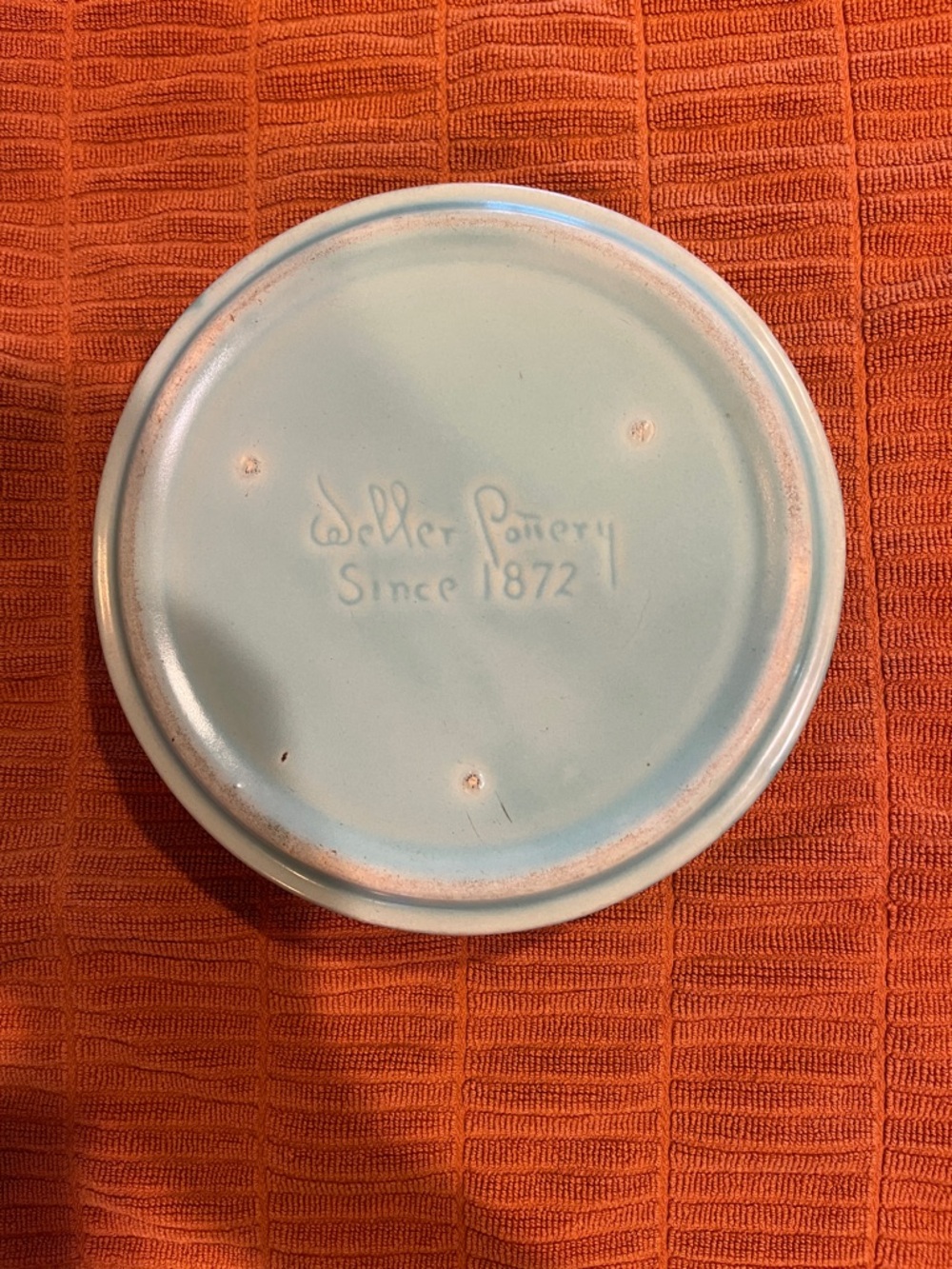 Weller Pottery Pale Green Blue Ceramic 7” bowl